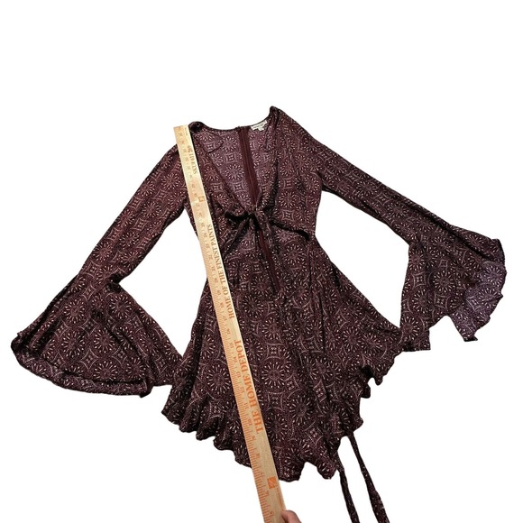 Cotton Candy LA Small Woman Shorts Jumpsuit Wrap Around Maroon White‎ Geometric - Picture 5 of 12